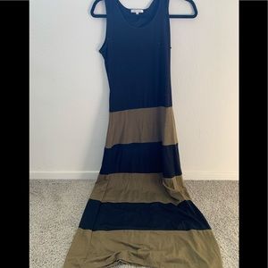 Medium Olive and Black Striped Maxi Dress